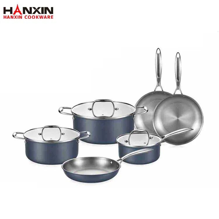 Aluminium-304 rostfritt stål komposit non-stick kokkärl set