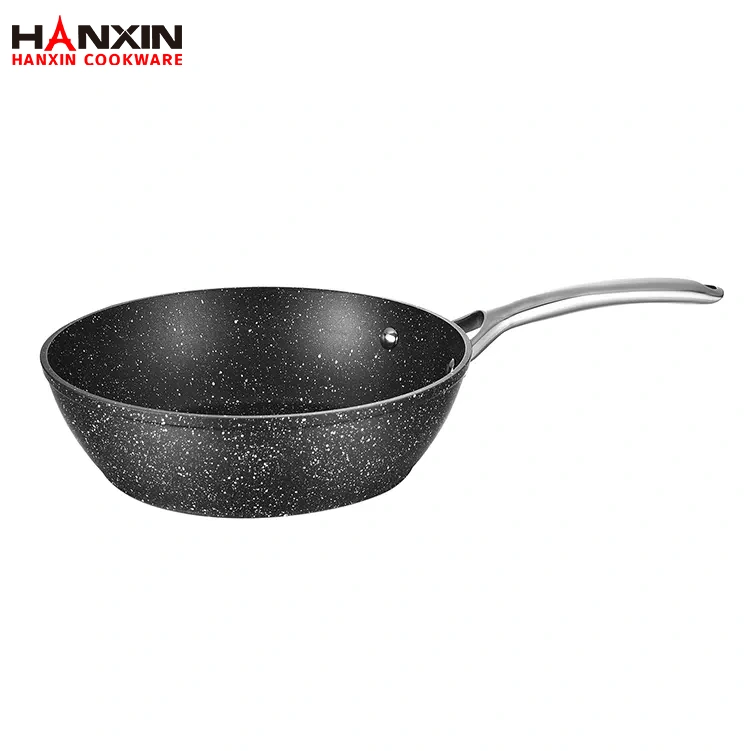 Aluminium non-stick marmorbeläggning friteringspanna